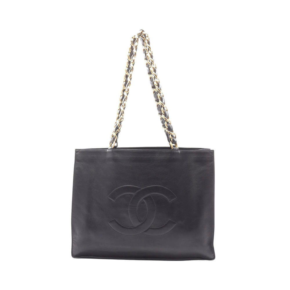 Chanel tote bag lambskin sheepskin black